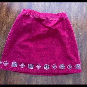Festive Winter Holiday/Nordic Red Corduroy Skirt